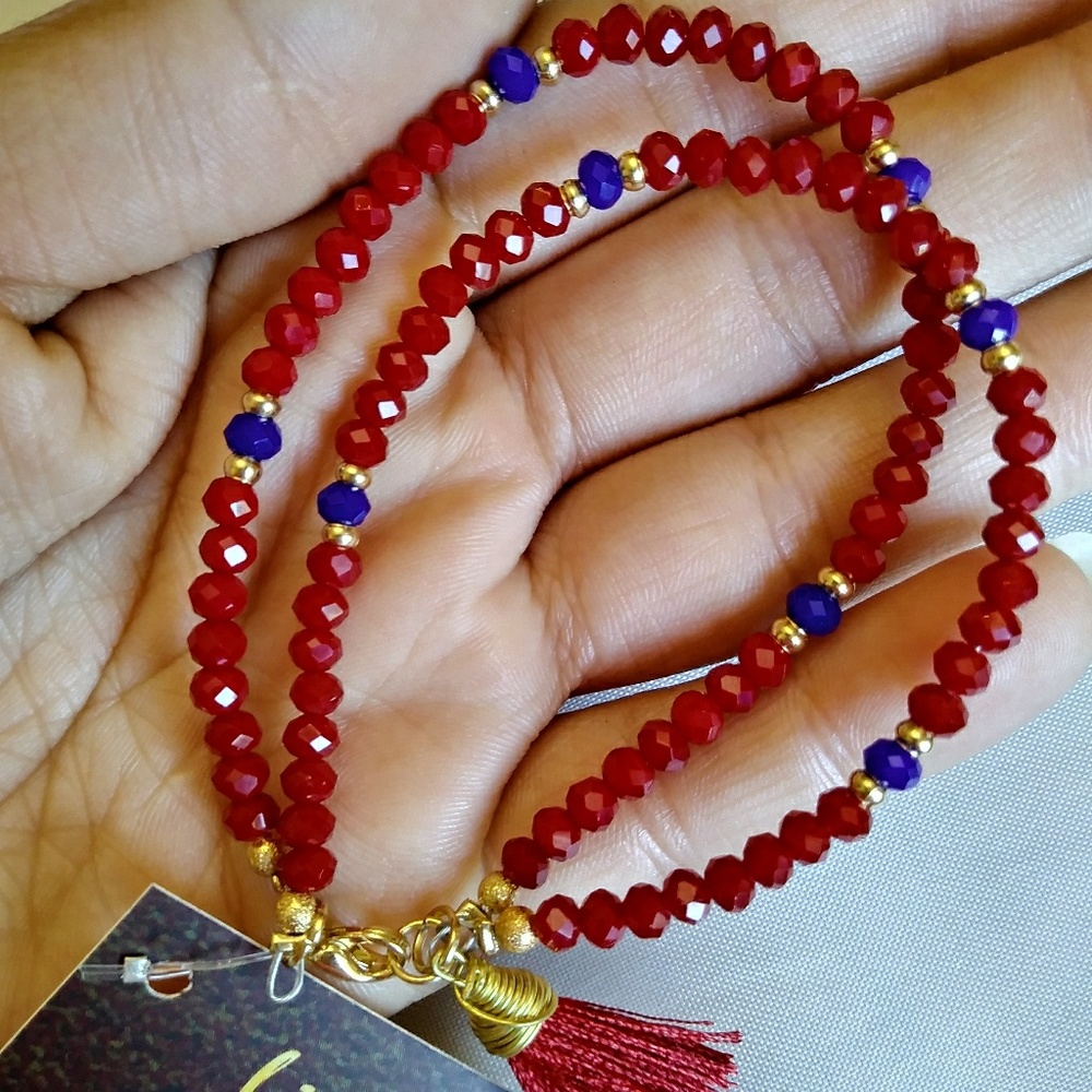 Beaded Double Strand Bracelet with Tassel